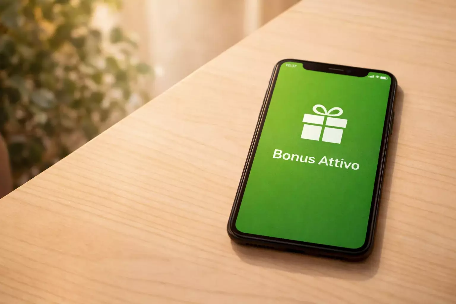 Notifica bonus su schermo smartphone con icona regalo