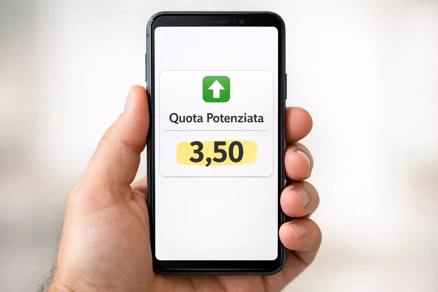 Smartphone con notifica di quota maggiorata su partita